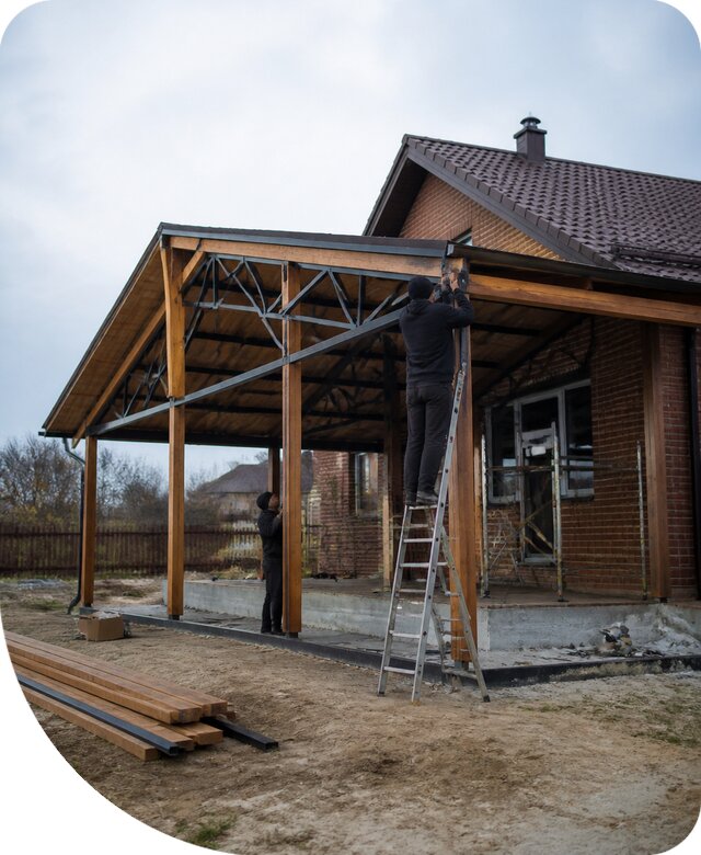 Пристройка навеса к дому и участку в Хабаровске под ключ