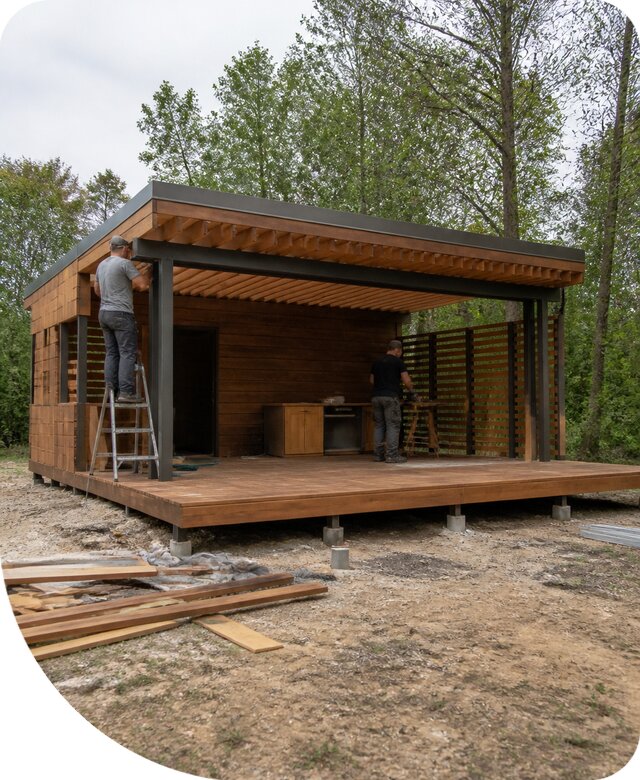Строительство летней кухни с террасой под ключ в Хабаровске